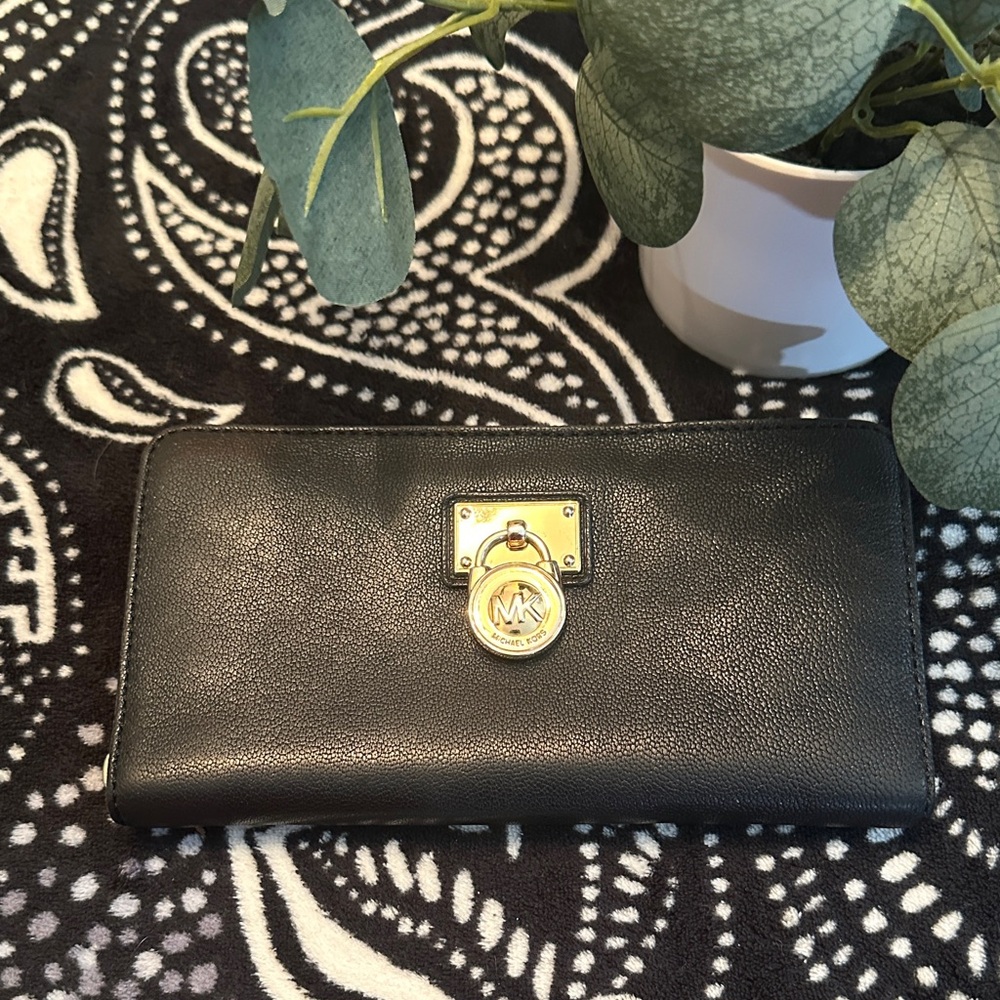 Michael Kors Black Wallet with Gold Accents